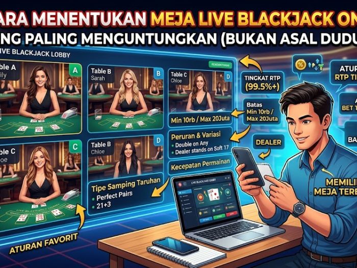 memilih meja live blackjack online